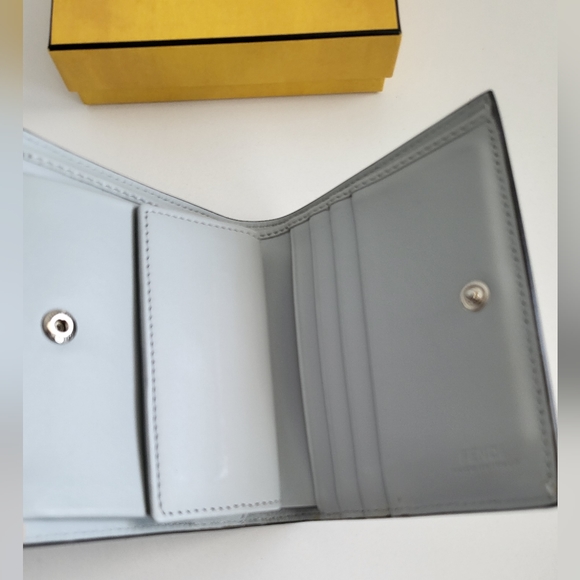 Fendi Gray Bifold Compact Leather Wallet - Picture 6 of 12